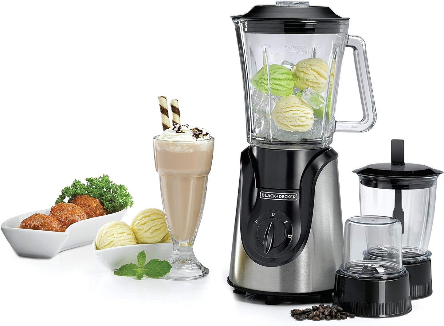 Black And Decker - Chopper600W Glass Blender with 2 Mills